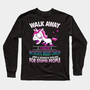 funny metastatic breast cancer grumpy unicorn Long Sleeve T-Shirt